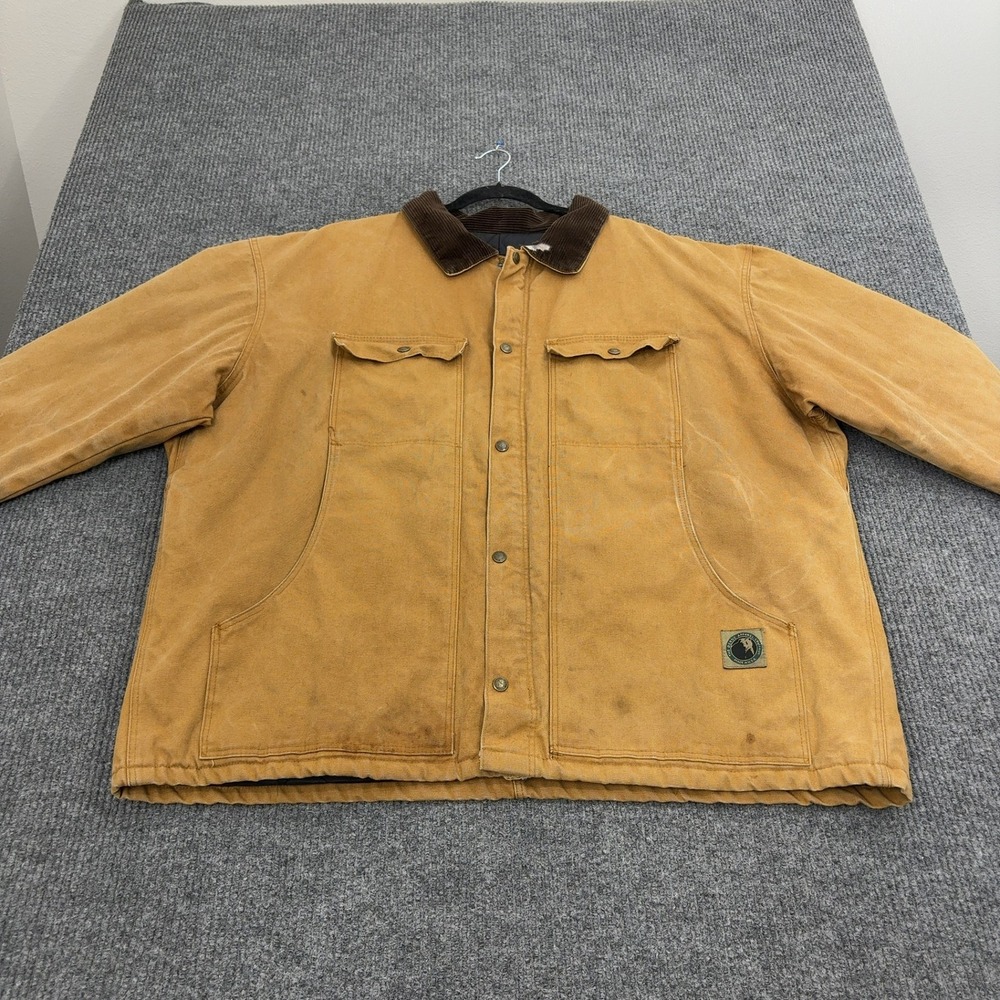 Vintage Bercowear Jacket Mens XXL Brown Cotton Duck Canvas Corduroy Collar